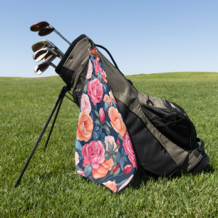 Red Pink Orange Roses Pattern Design Golf Towel