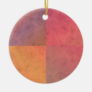 Red Pink Orange Yellow Geometric Watercolor Art Ceramic Ornament