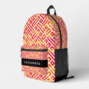 Red Pink Orange Yellow Midcentury Art Pattern Printed Backpack