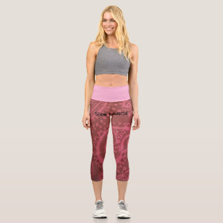 Red Pink Paisley Capri Leggings LARGE