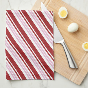 Red & Pink Peppermint Stripe Tea Towel