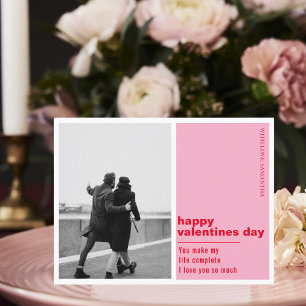 Red & Pink Photo Family   Happy Valentines Day Postcard