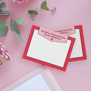 Red Pink Polka Dots Heart Sent With Love & Hugs Card