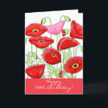 Red Pink Poppy Flowers 80th Happy Birthday Card<br><div class="desc">Wish a friend a Happy 80th Birthday with this colourful and beautiful birthday greeting card. You can easily customise for other years and change the sentiment inside the card. This card features one of the most popular flowers - the red poppy. This bouquet grouping of poppies includes a single pink...</div>