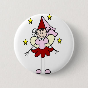 Red/Pink Princess Stick Figure Button