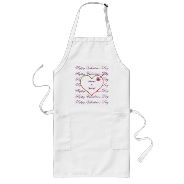 Red Pink Purple Heart Cute Modern Valentines Day Long Apron (Front)