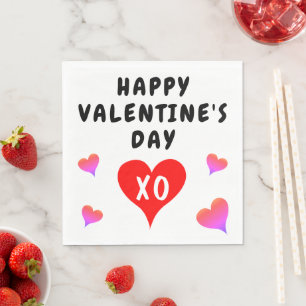 Red Pink Purple Hearts Valentine's Day Napkin