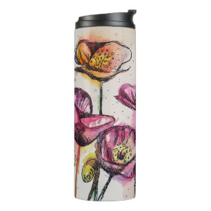 Red Pink Purple Poppy Flowers Poppies Floral Thermal Tumbler