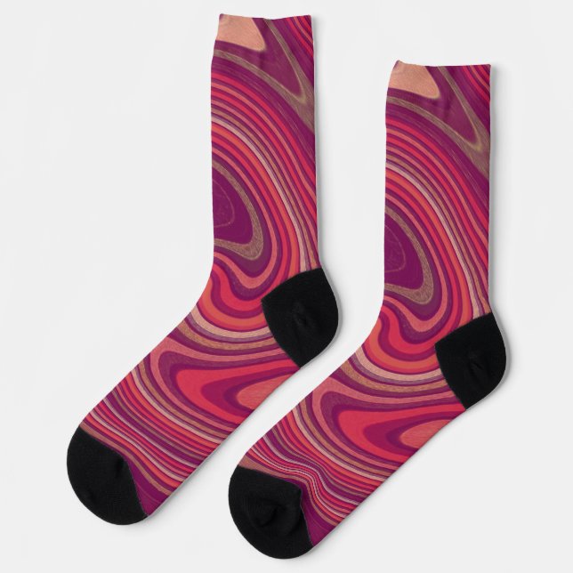 Red Pink Purple Swirl Art Crazy Socks (Left)