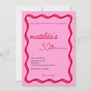 Red & Pink Retro Birthday Invitations