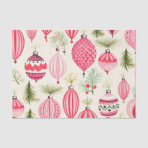 Red Pink Retro Christmas Ornaments Tissue Paper