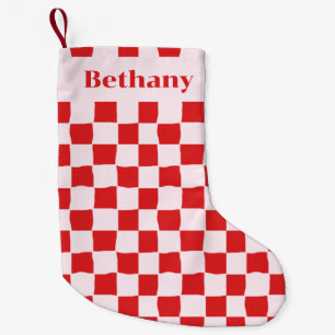Red Pink Retro Groovy Small Christmas Stocking