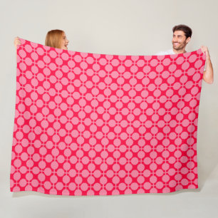 Red pink retro monochrome polka dot pattern fleece blanket