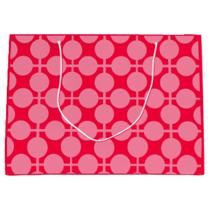 Red pink retro monochrome polka dot pattern  large gift bag