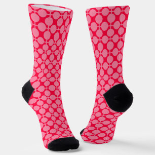 Red pink retro monochrome polka dot pattern  socks
