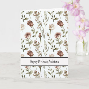 Red Pink Rose Floral Birthday Card