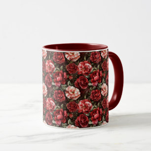 Red Pink Rose Flowers Mug