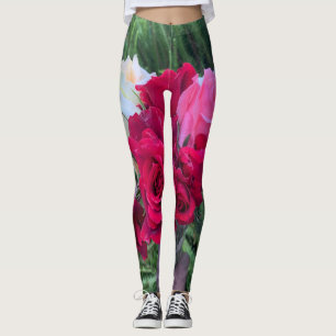 Red pink rose Leggings