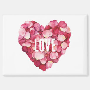 Red Pink Rose Petals Floral Love Magnet