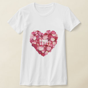 Red Pink Rose Petals Floral Love T-Shirt