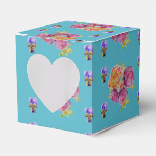 Red Pink Rose Shabby Chic Teal Aqua Floral Favour Box