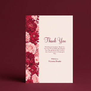 Red Pink Rose Thank You Card