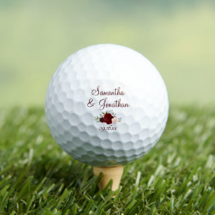 Red & Pink Roses Elegant Wedding Couple's Names Golf Balls
