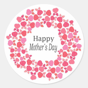 Red & Pink Roses Mother's Day Round Sticker