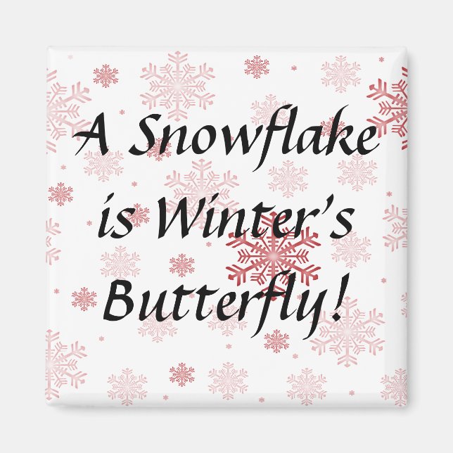 Red/Pink Snowflakes Customisable Winter Magnet (Front)
