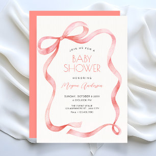 Red pink soft ribbon  invitation