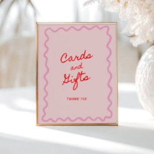 Red Pink Squiggle Frame Cards and Gifts Poster
