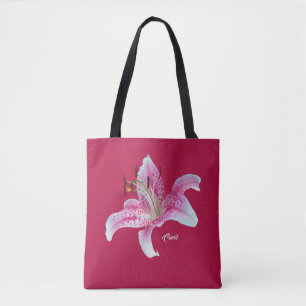 Red Pink Stargazer Lily All-Over_Print Tote Bag
