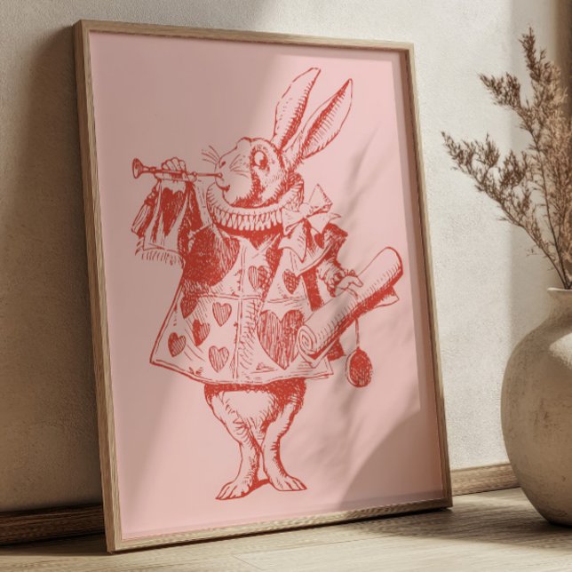 Red& Pink Storybook Vintage Rabbit Illustration Poster (Creator Uploaded)