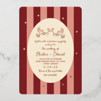 Red Pink Striped Gold Star Wedding 
