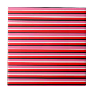 Red Pink Stripes Pattern Design Ceramic Tile