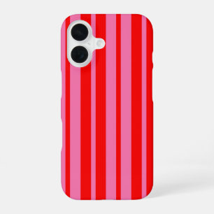 Red Pink Stylish Stripes Pattern Design iPhone 16 Case