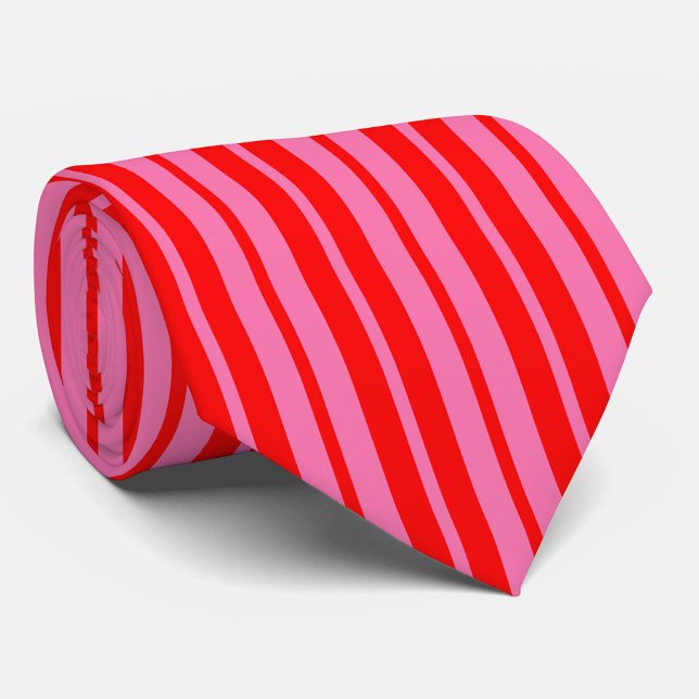 Red Pink Stylish Stripes Pattern Design  Tie (Creator Uploaded)