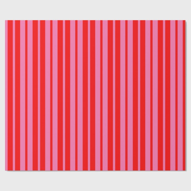 Red Pink Stylish Stripes Pattern Design  Wrapping Paper (Flat)