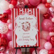 Red Pink Sweet Sixteen Birthday Party Welcome
