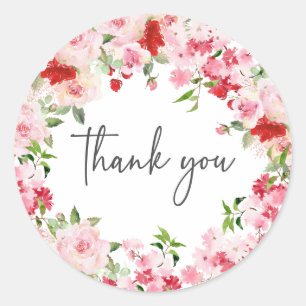 Red Pink Thank You Sticker