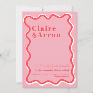 Red Pink Trendy Wedding Invitation