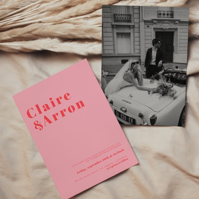 Red Pink Trendy Wedding Invitation (Creator Uploaded)