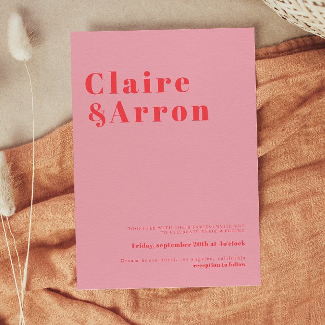 Red Pink Trendy Wedding Invitation (Creator Uploaded)