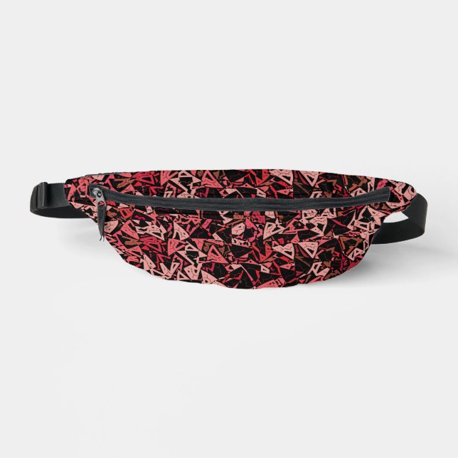 Red Pink Triangle Pattern Bum Bags (Front)
