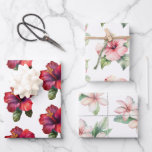 Red Pink Tropical Hibiscus Plumeria Floral Wedding Wrapping Paper Sheet<br><div class="desc">Red Pink Tropical Hibiscus Plumeria Floral Bridal Shower Wedding</div>