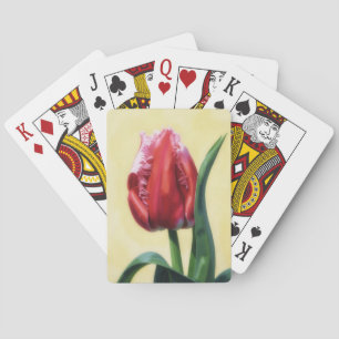 Red-Pink Tulip Flower Art Playing Cards