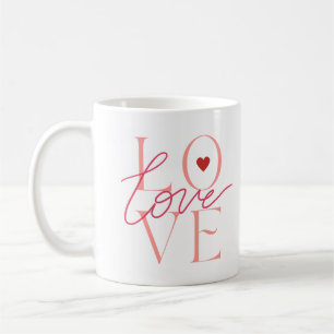 Red Pink Typography Valentine's Day Love Coffee Mug
