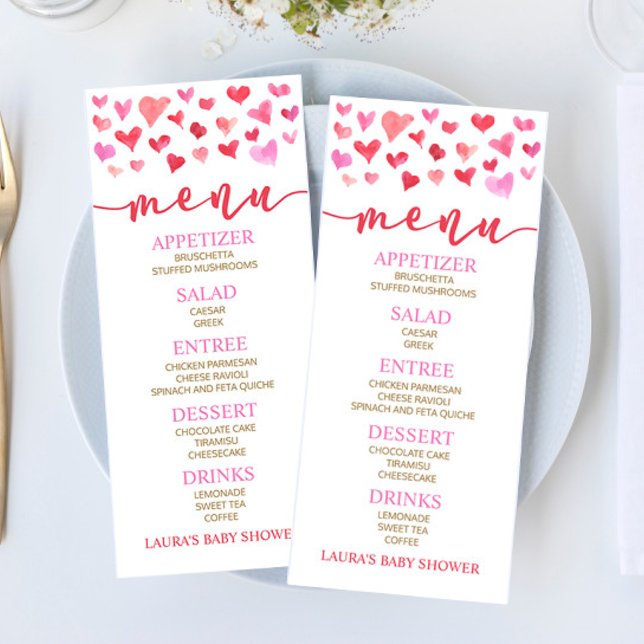 Red Pink Valentine Baby Shower Food Menu (Creator Uploaded)