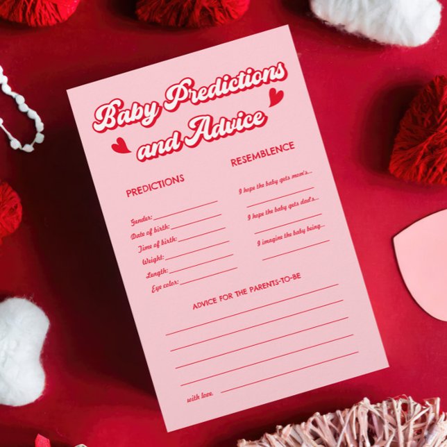 Red Pink Valentine Baby Shower Predictions Game (Creator Uploaded)