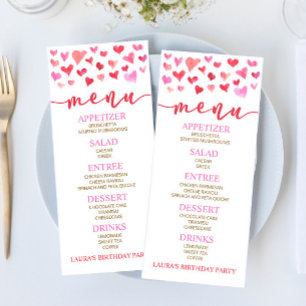 Red Pink Valentine Birthday Party Food Menu